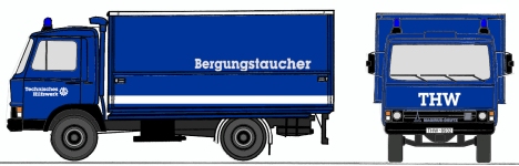 Loewe 4100 - H0 - Iveco Magirus Zeta 90M5 - THW Tauchergruppe